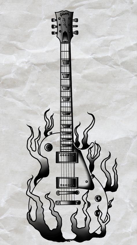 Made by ; Markskousgaardtattoo Croquis, Gibson Les Paul Tattoo, Rock Guitar Drawing, Les Paul Tattoo, Guitar Drawings, Tattoo Art Drawings Sketches, Guitar Tattoo Design, Music Tattoo Sleeves, Guitar Patterns