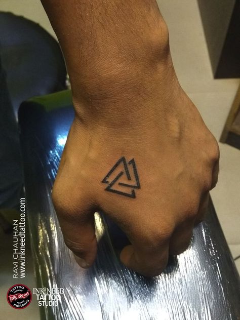 Triangular Tattoo on Hand by ravi chauhan at ink need tattoo Studio bhaglapur bihar Tattoos, Tattoo Quotes, Hand Tattoos, Tattoo Studio, Ink Tattoo, Triangle Tattoo
