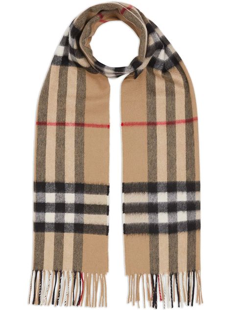 Shop Burberry cashmere Classic Check scarf with Express Delivery - FARFETCH Plus Size Sweater Dress, Icon Check, Plus Size Pullover, Burberry Classic, Sweater Dress Outfit, Burberry Scarf, Checked Scarf, Burberry Women, Lightweight Scarf