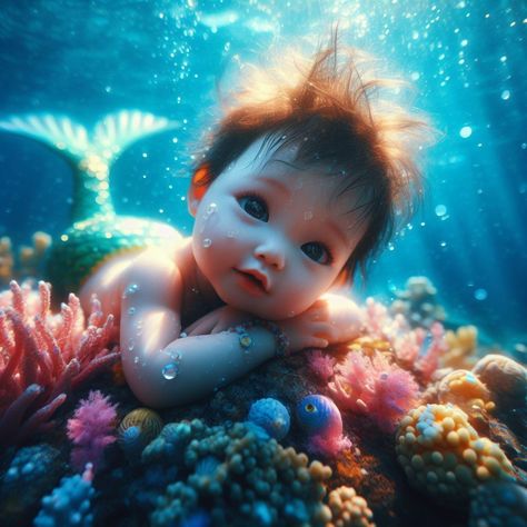 Baby Mermaid Mermay Inspiration, Mermaid Stuff, Witchy Art, Artist Humor, Mermaid Baby, Fantasy Land, Unicorns And Mermaids, Mermaid Pictures, Cute Fantasy Creatures