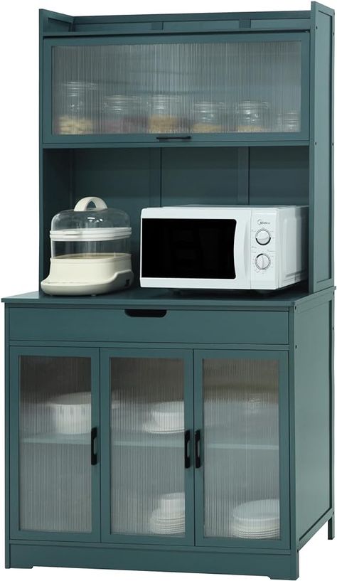 Amazon.com: MUPATER 72" Kitchen Pantry Storage Cabinet with Microwave Stand, Freestanding Kitchen Hutch Buffet with PC Doors and Adjustable Shelves for Dining Room, Blue : Home & Kitchen Stand Alone Pantry Cabinet, Ikea Dining Room Storage, Diy Kitchen Hutch, Cabinet With Microwave, Stand Alone Pantry, Pantry Cabinet Free Standing, Hutch Buffet, Free Standing Kitchen Cabinets, Ikea Dining Room