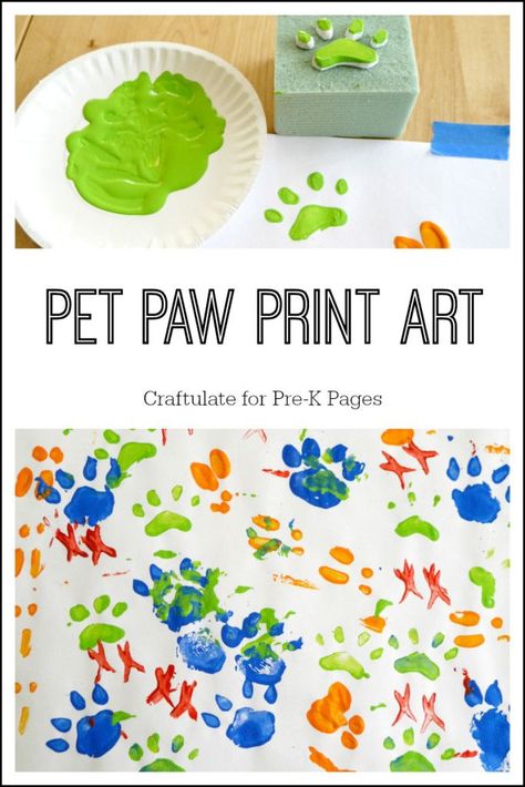 Preschool Pets Unit, Paw Print Painting, Preschool Pet Activities, Painting Activity For Kids, Paw Print Art, Pets Preschool, Pet Theme, Pets Preschool Theme, Pet Paw Print