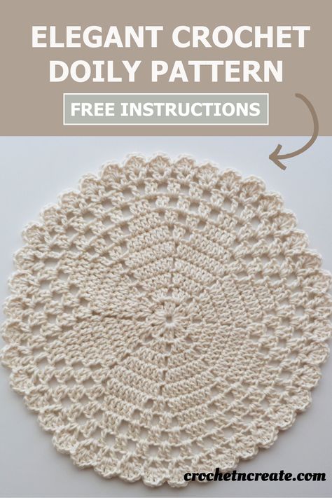 Elegant crochet doily pattern - FREE INSTRUCTIONS. #crochetforthehome #crochettablemat #crochetmandala Kawaii, Poinsettia Doily Pattern Free, How To Crochet A Doily For Beginners, Dolly Crochet Patterns Free, Crochet Large Doily Pattern Free, Crochet Flower Doily Pattern Free, Crochet Patterns Placemats, Easy Crochet Doilies, Crochet Dollies Patterns Free