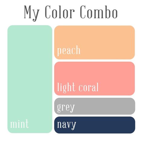 love this color combo - it was used in a wedding, but I can make a great pendant Mint Color Schemes, Mint Green Bedroom, Mint Color Palettes, Mint Green Outfits, Mint Bedroom, Coral Colour Palette, Navy Color Palette, Coral Bedroom, Mint Walls