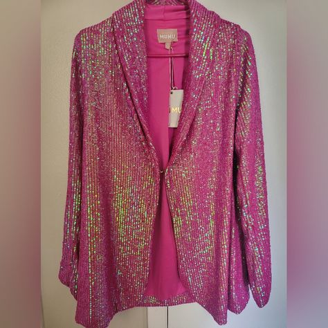 Show Me Your Mumu Pink Disco Sequin Blazer Size Small New With Tags 95% Polyester, 5% Spandex Lined Pink Disco, Sequin Blazer, Pink Sequin, Show Me Your Mumu, Show Me Your, Colored Blazer, Show Me, Blazer Suit, Sequin
