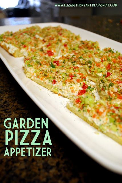 lizzy write: garden pizza appetizer Pizza Appetizer, Garden Pizza, Dried Dill, Pizza Appetizers, Dried Parsley, Great Appetizers, Ground Pepper, Party Food Appetizers, Crescent Rolls