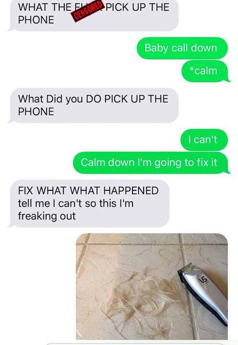 Husband gives toddler “accidental haircut,” pushes wife to brink of insanity – 13Pics Epic Texts, Funny School Answers, Texts Messages, Photoshop Pictures, Funny Photoshop, Happy Birthday Quotes Funny, Photoshop Pics, Super Funny Quotes, Funny Quotes For Teens