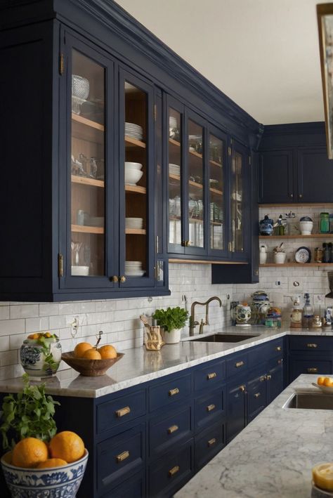 Discover why Sherwin Williams Naval is the ultimate choice for kitchen cabinets. Dive into daily routines of an interior designer adding this stunning color to elevate your space.
#ad  


#home
#wallpaint2024
 #color2024
 #DIYpainting
 ##DIYhomedecor
 #Fixhome Navy Kitchen And Dining, Navy Painted China Cabinet, Denim Kitchen Cabinets, Sherwin Williams Gale Force Cabinets, Naval Sherwin Williams Kitchen, Kitchen Pallete Color, Denim Blue Cabinets, Kitchen Design Blue Cabinets, Naval Kitchen Cabinet