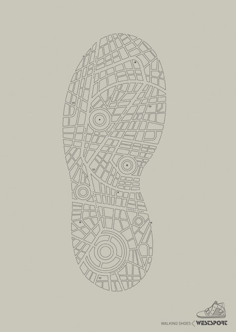 Westport Walking Shoes by Publicis India | #ads #marketing #creative #werbung #print #advertising #campaign < repinned by www.BlickeDeeler.de | Follow us on www.facebook.com/BlickeDeeler Croquis, Shoe Marketing, Creative Map Design, Map Advertising, Shoe Poster Design, Shoes Marketing, Creative Maps, Shoe Ads, Walking Map