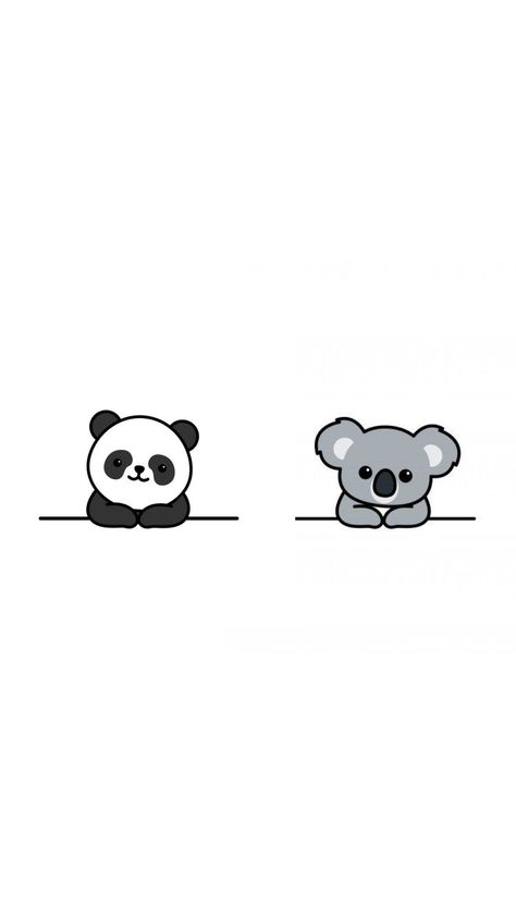 two best friend sitting beside each other panda koala Cute Drawings Best Friends Easy, Panda And Koala Wallpaper, Sitting Panda Drawing, Koala And Panda Together, Panda And Koala Tattoo, Koala Cute Drawing, Cute Koala Tattoo, Matching Drawings For Best Friends, Cute Best Friend Drawings Easy