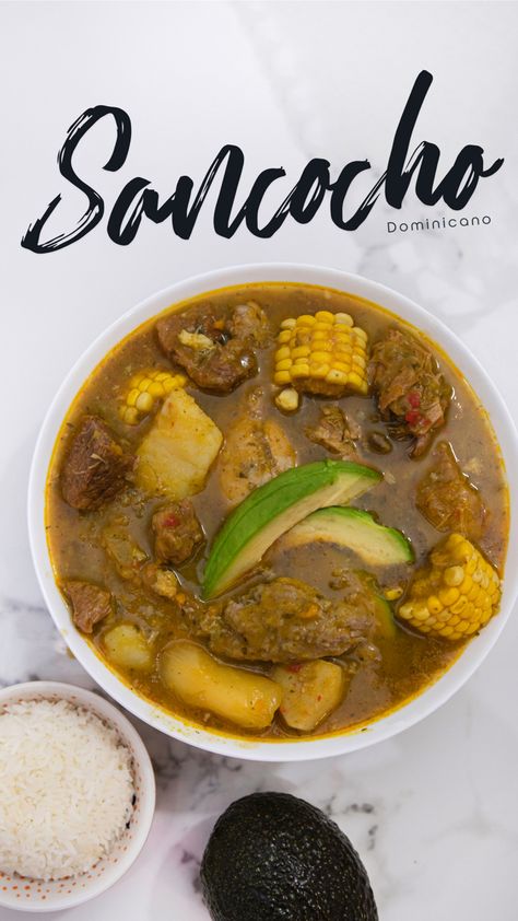 Essen, Sanchoco Recipe, Sancho Recipe Beef, Dominican Chicken Stew, San Cocho Soup, Easy Sancocho Recipe, Dominican Soup Recipes, Easy Dominican Food Recipes, Dominican Dishes Recipes