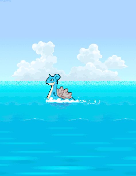 to the sea we shall return Pokemon Ocean Wallpaper, Pokemon 8bit Wallpaper, Pokemon Pixel Art Gif, Lapras Wallpaper, Sea Pokemon, Pokémon Animation, 8 Bit Pokemon, Sea Pixel Art, Pokemon Wallpaper Aesthetic