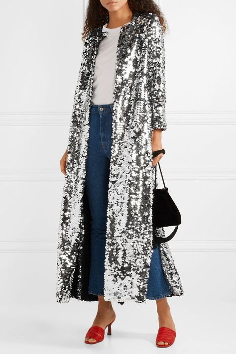 The best holiday sequin jackets. We Are Leone Morgan Sequined Tulle Coat Sequin Duster Outfit, Morgan Long, Duster Outfit, Tulle Coat, Sequin Duster, Sequin Coats, Sequin Kimono, Sparkly Outfits, Sparkle Outfit