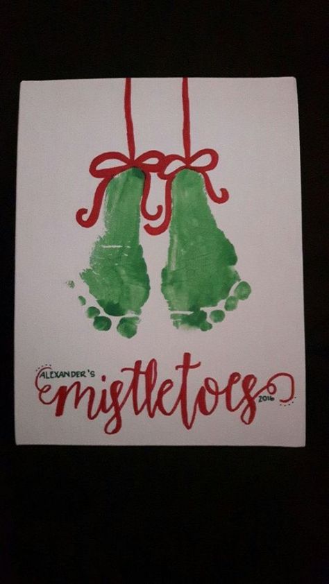 Christmas Footprint Crafts for Kids | HubPages Natal, Footprint Christmas Crafts, Mistletoes Footprint, Mistletoe Craft, Mistletoes Footprint Craft, Christmas Footprint Crafts, Mistletoe Footprint, Footprint Christmas, Baby Christmas Crafts