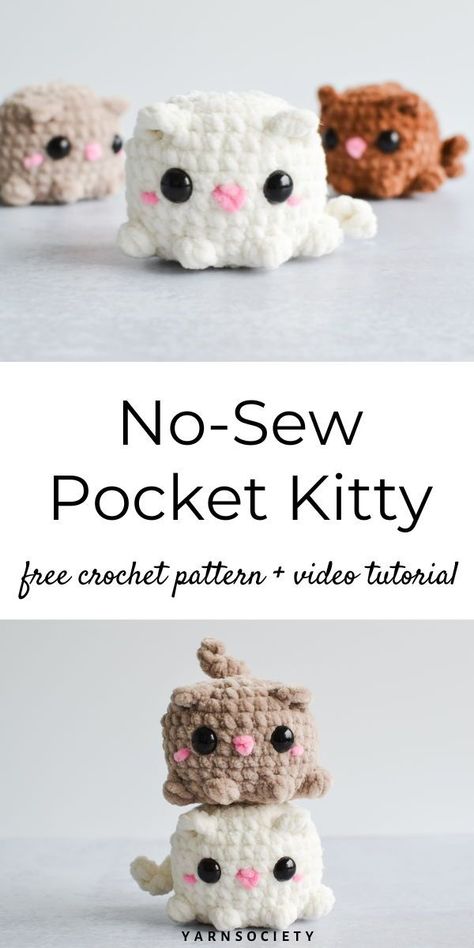 Pocket Kitty adores cuddling in your lap for a cozy nap. If you’re ever searching for Pocket Kitty, don’t forget to peek into your yarn bag – this playful feline has a soft spot for yarn. Crochet In Under An Hour, Crochet Things With Chunky Yarn, Chenille Yarn Crochet Patterns Amigurumi, Crochet Pocket Animals Free Pattern, 20 Minute Crochet Projects, Among Us Crochet Pattern Free, Tiny Crochet Patterns, Crochet Mini Amigurumi Free Pattern, Chunky Yarn Amigurumi Free Pattern