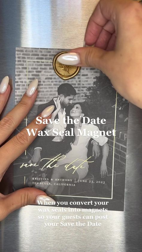 Nye Save The Date Wedding, Save The Date With Magnet, Wax Seal Magnet, Magnetic Wedding Invitations, Diy Magnet Save The Date, Save The Date With Wax Seal, Wedding Invitations Magnet, Wax Seal Save The Date, Wedding Save The Date Magnets