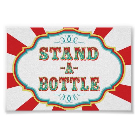 Carnival Game Stand a Bottle Poster Carnival Game Signs, Font Canva Lettering, Carnival Signs, Game Booth, Coin Toss, Math Night, Carnival Birthday Party Theme, Bithday Party, Circus Carnival Party