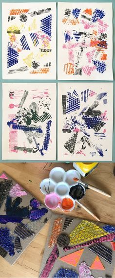 Collage Creative, Printmaking Projects, Montessori Art, Ecole Art, Elementary Art Projects, Creative Craft, Kindergarten Art, Toddler Art, Camping Art