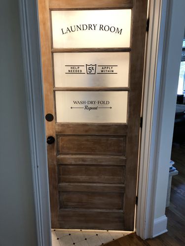 "We had an old glass paneled door that I stripped and sanded. I wanted to replace the laundry room door with something cuter. The door ended up being a beautiful distressed maple. The wax gave it a nice smooth finish. At first it went on ..." - Debra C. Vintage Laundry Door, Vintage Laundry Room Door, Upcycling, Antique Laundry Room Doors, Paneled Laundry Room, Glass Laundry Room Door, Door To Laundry Room, Farmhouse Washroom, Laundry Room Door Ideas