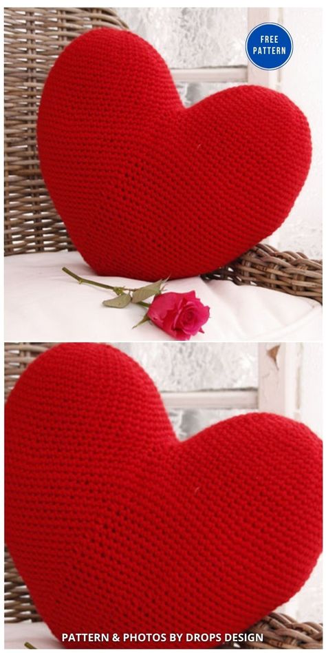 Amigurumi Patterns, Heart Crochet Pillow Pattern Free, Heart Shaped Pillow Crochet Pattern, Crocheted Heart Pillow Pattern Free, Crochet Love Pillow Free Pattern, Heart Pillow Crochet Pattern Free, Crochet Heart Pillow Pattern Free, How To Crochet A Heart Pillow, Valentine Pillows Diy