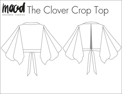The Clover Crop Top - Free Sewing Pattern - Mood Sewciety Sheer Top Pattern, Free Sewing Patterns For Women Tops Simple, Blouse Sewing Pattern Free, Crop Top Pattern Free, Top Pattern Sewing, Crop Top Sewing Pattern, Mood Sewciety, Plus Size Sewing Patterns, Crop Top Pattern