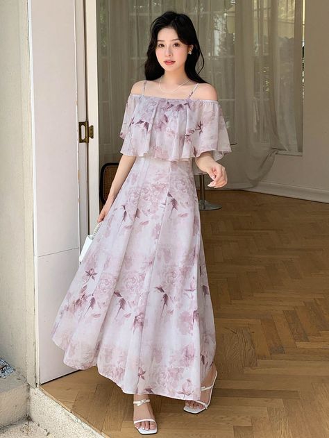 Light Grey Boho Collar Half Sleeve Fabric Floral A Line Embellished Non-Stretch  Women Clothing Grey Boho, Pretty Dresses Casual, Christian Church Outfit, Style Désinvolte Chic, Style Casual Chic, Pretty Summer Dresses, Long Summer Dresses Maxi, Tea Party Dress, Off Shoulder Dresses