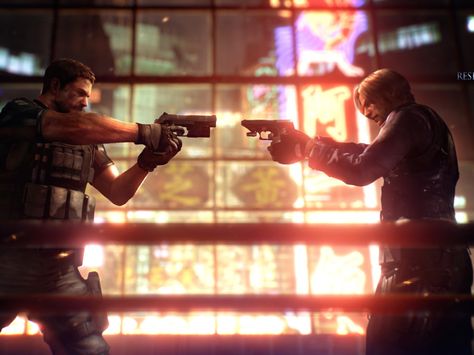 Resident Evil / Chris Redfield & Leon S Kennedy Leon Resident Evil, Resident Evil 6, Chris Redfield, Umbrella Corporation, Resident Evil Game, Resident Evil Leon, Milla Jovovich, Video Game Art, 25th Anniversary