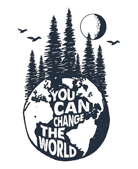 "You Can Change the World Earth with Trees, Full Moon & Birds" Posters by MagneticMama | Redbubble World Problems Art, Earthy Drawings, Save Earth Poster, Planet Earth Art, Save Earth Posters, Watercolor Tatto, Protect Environment, Earth Vector, Change The World Quotes