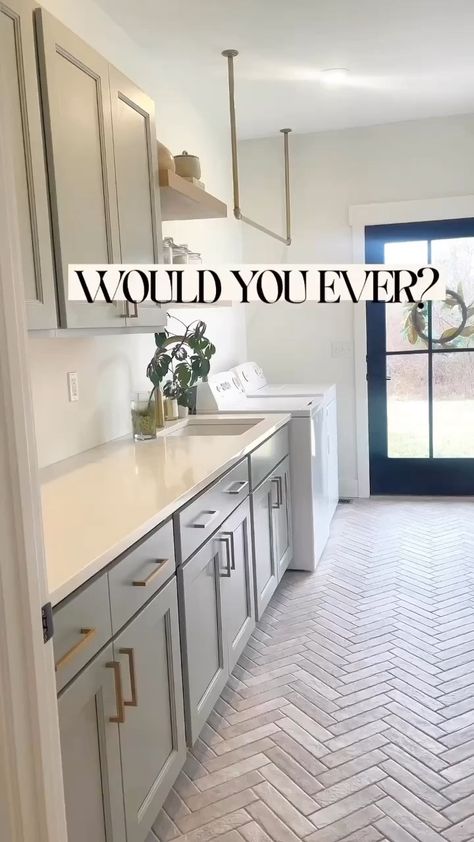 Brick Tile Laundry Room, Msi Capella Taupe Brick, Herringbone Brick Tile Floor Kitchen, Brick Floor Mudroom Laundry Rooms, Brick Tile Laundry Room Floor, Kitchen Floor Brick, Brick Tile Floor Laundry Room, Capella Taupe Brick Tile, Herringbone Brick Floor Mudroom