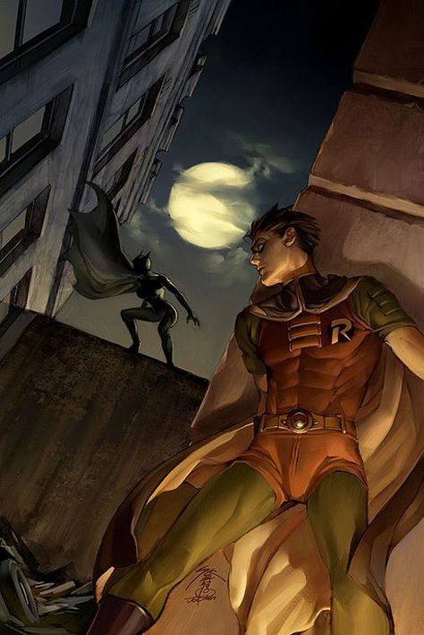 Robin and Batgirl by Jo Chen Villian Art, Robin Artwork, Dc Batgirl, Batgirl And Robin, Robin Tim Drake, Robin Dc, Univers Dc, Arte Dc Comics, Im Batman