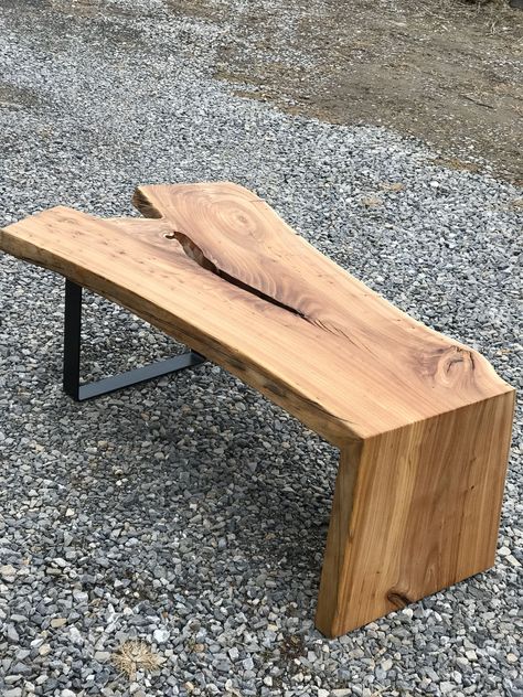 Live Edge Wood Furniture, Elm Table, Waterfall Table, Wood Slab Dining Table, Live Edge Wood Table, Coffee Table Inspiration, Reclaimed Table, Live Edge Bench, Elm Coffee Table