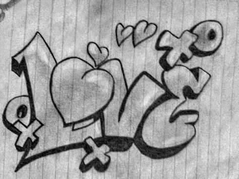 Love is a 4 letter word... Easy Graffiti, Easy Graffiti Drawings, Graffiti Art Letters, Graffiti Quotes, Love Graffiti, Graffiti Letters, Graffiti Words, Graffiti Lettering Fonts, Chicano Drawings