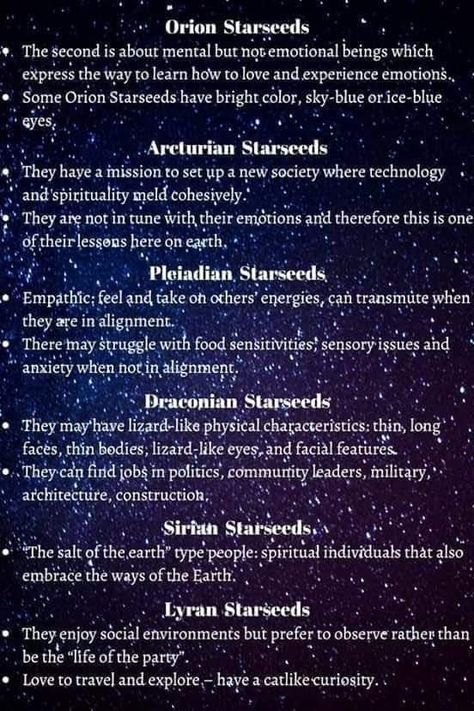 Types of starseeds Types Of Starseeds, Witchcraft Clothing, Star Seed, Intuitive Empath, Metaphysical Spirituality, Spiritual Awakening Signs, Indigo Children, Spirit Science, Psychic Development