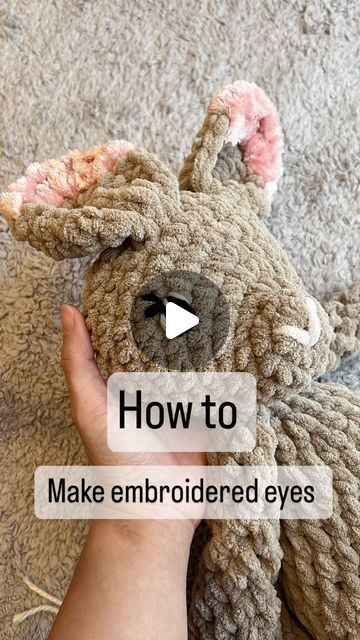 Ari | Crochet Artist on Instagram: "A quick tutorial on how to make embroidered eyes! 👀Why not use the hard ones that come with backing? It can be a chocking hazard for little ones!   Embroidered eyes are a much safer option! I’ve been testing out magic circle eyes vs these embroidered on eyes!   For these embroidered ones, I give the eye about 2 stitch spaces across to make a full looking eye with about 11 passes with black yarn. Then make eyelashes and tie off the black yarn. With white yarn I line the outer eye make the inner accent at the top and line the inner eye about halfway.   Do you want a slowed down step by step version? Let me know!   Pattern by @mamamademinis  Yarn @joann_stores @bernatyarn   #crochettips #crochettipsandtricks #crochettutorials #crochetlove #crochet #crochet Amigurumi Patterns, Crochet Embroidered Eyes, Embroidered Amigurumi Eyes, How To Embroider Eyes On Crochet, Embroidered Eyes Amigurumi, How To Embroider Eyes On Amigurumi, Embroider Eyes On Crochet, Crochet Artist, Embroidered Eyes