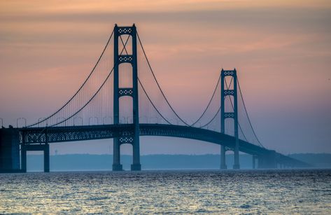 Mackinac Bridge Tattoo, Mackinaw Bridge, Bridge Tattoo, Beautiful Bridges, Michigan Adventures, Bridge Painting, Flow Art, Plate Ideas, Mackinac Bridge