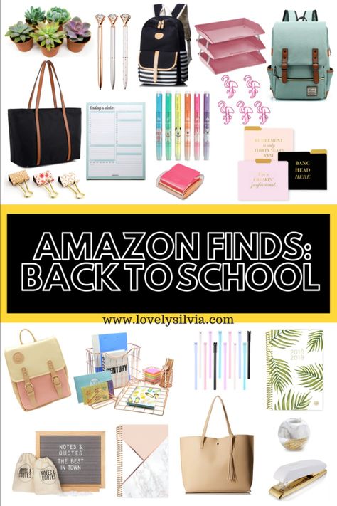 Amazon Office Supplies, Cute School Supplies Amazon, School Amazon Finds, Amazon School Supplies, Back To School Amazon, Cute Agenda, Cute Amazon Finds, Rose Gold Desk, School Supplies Cute