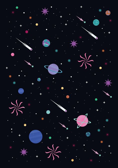 Carly Watts Illustration: Planets #space #stars #pattern #planet #galaxy Kalender Design, Space Phone Wallpaper, Planets Wallpaper, Space Illustration, Wallpaper Space, Lukisan Cat Air, Tumblr Wallpaper, Cute Wallpaper Backgrounds, Screen Wallpaper