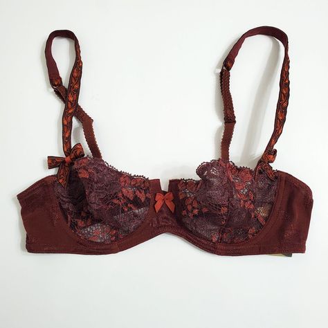 Aubade Bra 32b Brown Lace Underwire Half Cup Floral Adjustable Straps France - New With Tag. Size 32b Made In France Hand Wash From Smoke-Free, Pets-Free Home. Blue Lace Bra, Half Cup Bra, White Lace Bra, Lace Bras, French Lingerie, Mesh Bra, Lace Underwire, Uniqlo Bags, Cute Bras