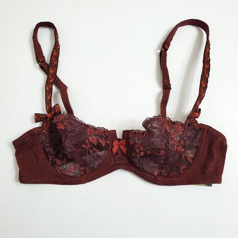 Aubade Bra 32b Brown Lace Underwire Half Cup Floral Adjustable Straps France - New With Tag. Size 32b Made In France Hand Wash From Smoke-Free, Pets-Free Home. Earth Tone Lingerie, Lacy Bra Outfit, Valerie Vargas, Brown Lingerie, Bra Outfit, Velvet Bra, Blue Lace Bra, Half Cup Bra, White Lace Bra