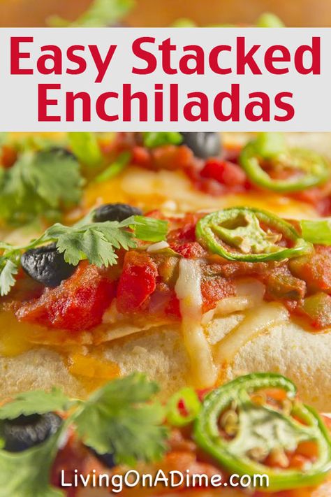 Easy Homemade Stacked Enchiladas Recipe Aldis Recipes, Stacked Enchiladas, Southwestern Food, Living On A Dime, Spin Wheel, Mexican Meals, Banana Dessert Recipes, Enchiladas Recipe, Bake Goods