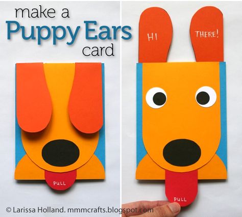 mmmcrafts: make a Puppy Ears card (Craft Camp) Puppy Ears, Homemade Birthday, Homemade Birthday Cards, Seni Origami, Kids Birthday Cards, Birthday Cards Diy, E Card, Pop Up Cards, Kirigami