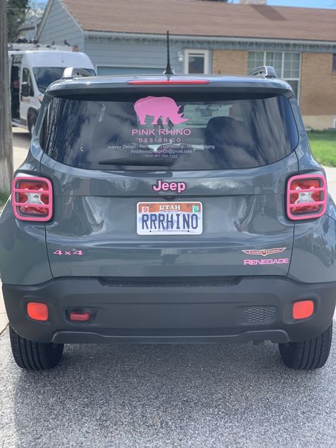 My Jeep Renegade getting a little cuter every day. Pink P!nk PINK Pink Jeep Renegade, Light Pink Jeep, Jeep Renegade Aesthetic, Jeep Renegade Accessories, Car Finds, Pink Car Accessories, Pink Jeep, Chevy Trailblazer, Black Jeep