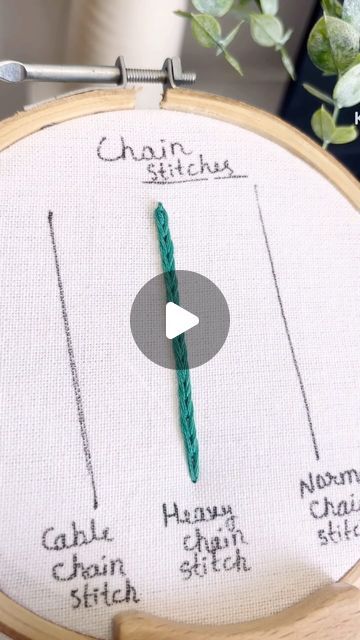 Embroidery Knot Stitch, Embroidery Line Stitches, Chain Stitch Embroidery Motifs, Chain Stitch Embroidery Design, Embroidery Chain Stitch, Straight Stitch Embroidery, Chain Stitch Tutorial, Chain Stitch Embroidery, Types Of Stitches