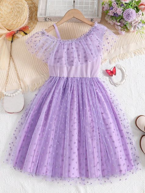 Frocks For Kids, Shein Kids, Cute Dress Outfits, Mauve Purple, Ruffle Trim Dress, Kids Frocks, Wedding Fabric, Little Outfits, Colourful Outfits