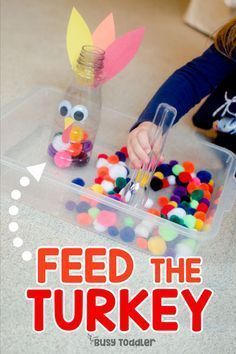 Feed the Turkey Thanksgiving Activity Feed The Turkey, Games Thanksgiving, Turkey Activity, Maluchy Montessori, Group Party, November Activities, Easy Toddler Activities, Thanksgiving Preschool, Preschool Fine Motor