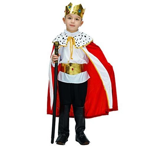 PRICES MAY VARY. Velvet Pull On closure Machine Wash Regal King costume includes gold crown, red crushed velvet robe, shirt, belt and pants 100%POLYSTEE Machine Wash High Quality bag with handle Imported Regal King costume includes gold crown, red crushed velvet robe, shirt, belt and pants King Costume For Kids, Mary Poppins Halloween Costume, Testing Outfits, Thor Costume, King Costume, Funny Costumes, Princess Costume, Clothing Material, Gold Crown