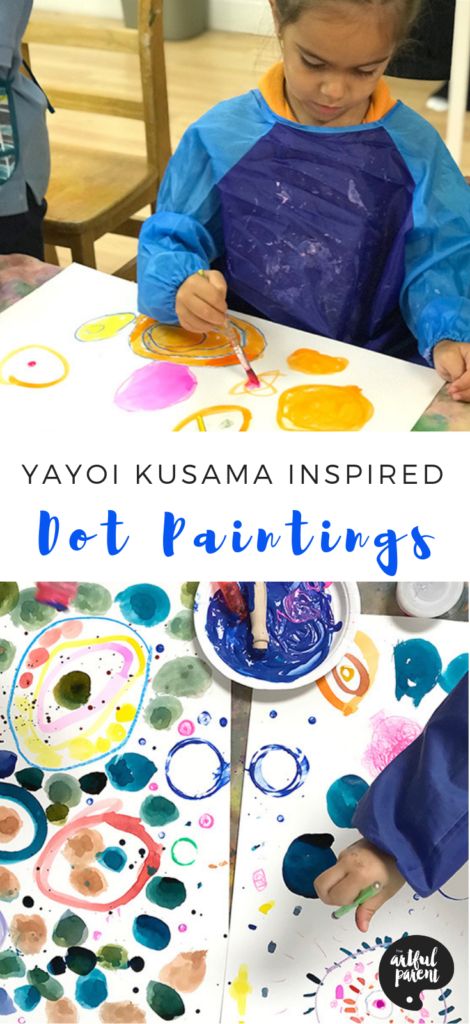 Create amazing and colorful dot paintings inspired by Japanese artist Yayoi Kusama. Project & post by Catalina Gutierrez of Redviolet Studio. #kidsart #artsandcrafts #kidspainting #paintingforkids #paintingideas #paintingtechniques #artforkids #preschoolers #drawing #drawingforkids via @The Artful Parent Artful Parent, Children Painting, Dot Day, Art Activities For Kids, Yayoi Kusama, Camping Art, Preschool Art, Lessons For Kids, Japanese Artists