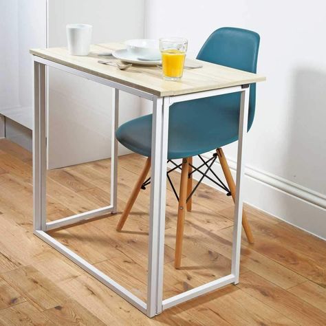 Folding Utility Table | Space-Saving Desk already assembled just fold the legs out | Folds Flat to Store | For: Meal times, Hobbies & Work/Study | L80 x W45 x H74cm | From Easylife : Amazon.co.uk: Home & Kitchen Folding Office Table, Wood Chair Diy, Compact Table, Space Saving Table, Space Saving Desk, Foldable Desk, Compact Table And Chairs, Folding Desk, Laminated Mdf