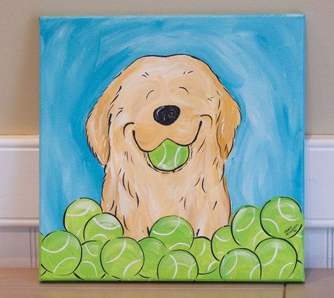 Tennis, Painting Ideas For Teens, Dog Canvas Painting, Ideas For Painting, Dog Canvas, Tennis Balls, Best Ideas, Painting Ideas, Golden Retriever