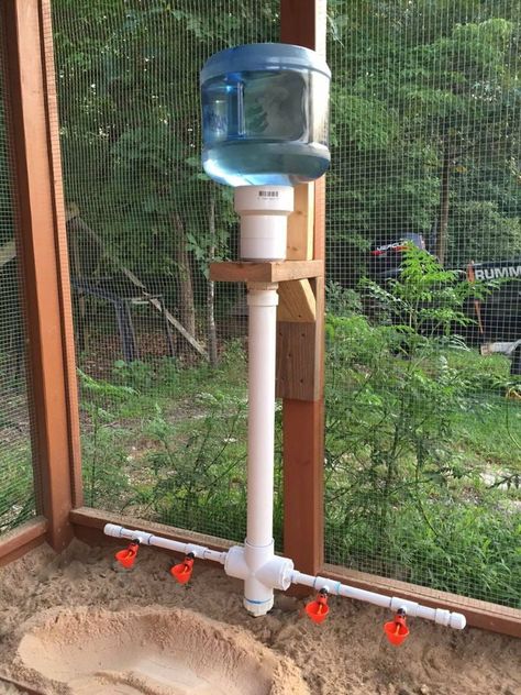 Pvc Chicken Waterer, Chicken Waterer Diy, Chicken Feeder Diy, Arsitektur Art Deco, Chicken Coop Garden, Cute Chicken Coops, Easy Chicken Coop, Chicken Waterer, Backyard Chicken Coop Plans